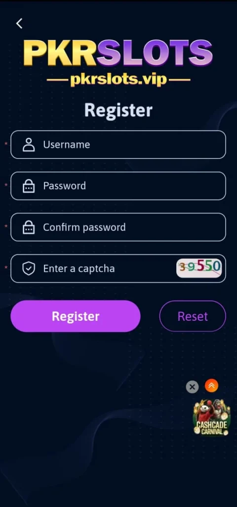 PKR Slots Game Register